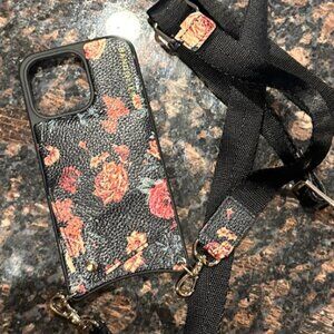 Bandolier BOBBY Crossbody Phone Case in Black Floral/Gold - iPhone 14 Pro Max
